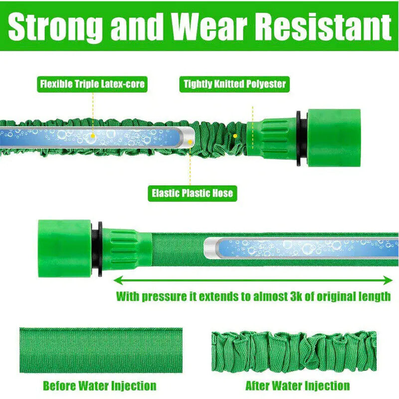 Expandable Garden Water Hose 25-100FT with Spray Nozzle