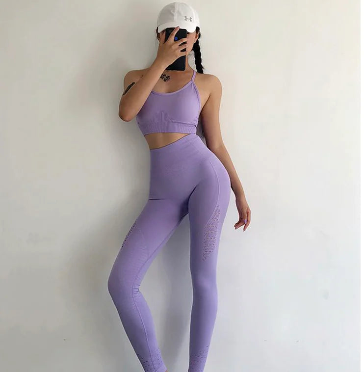 High-Waist Yoga Pants & Sports Bra Set