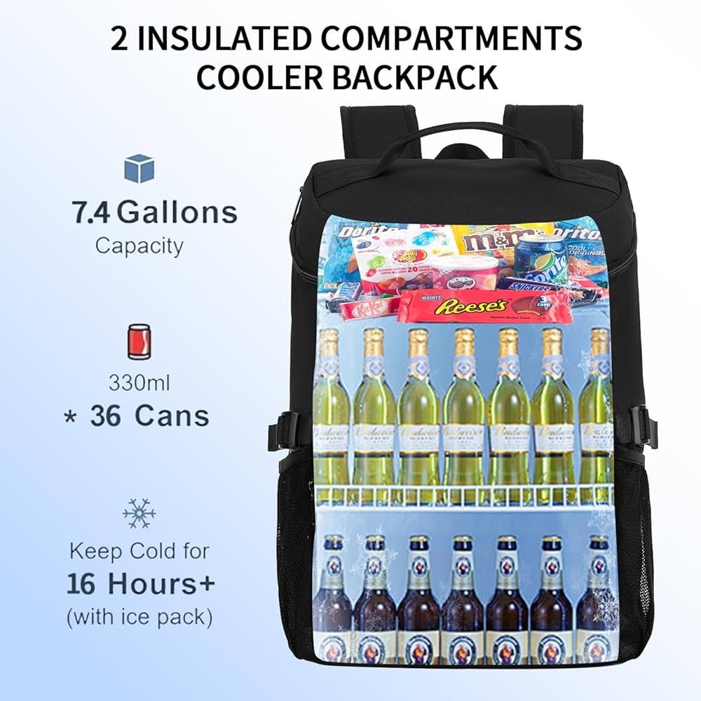 Kalesi 36-Can Insulated Cooler Backpack (Black)